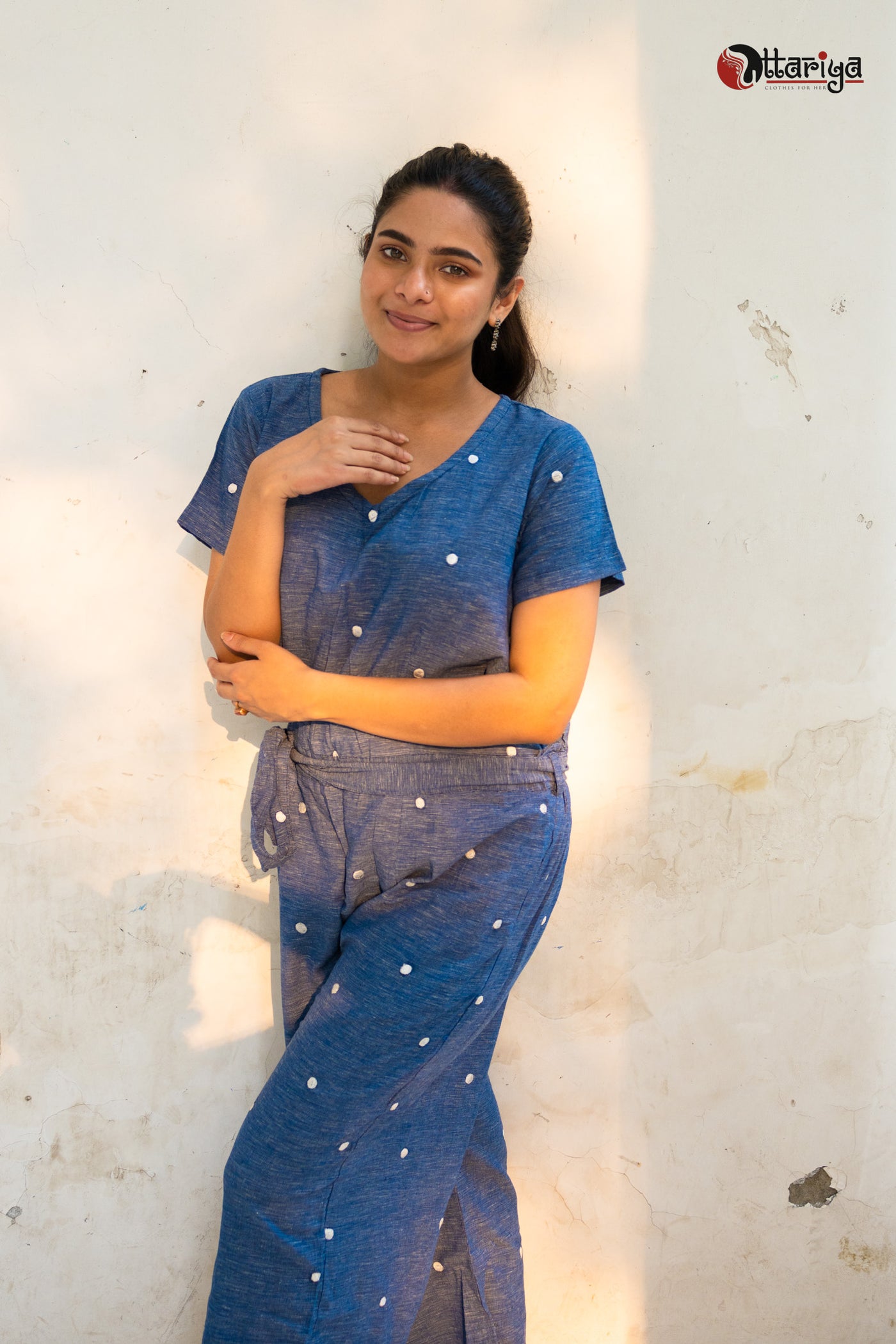 Cornflower Blue Whisper Handspun Cotton Jumpsuit - Uttariya