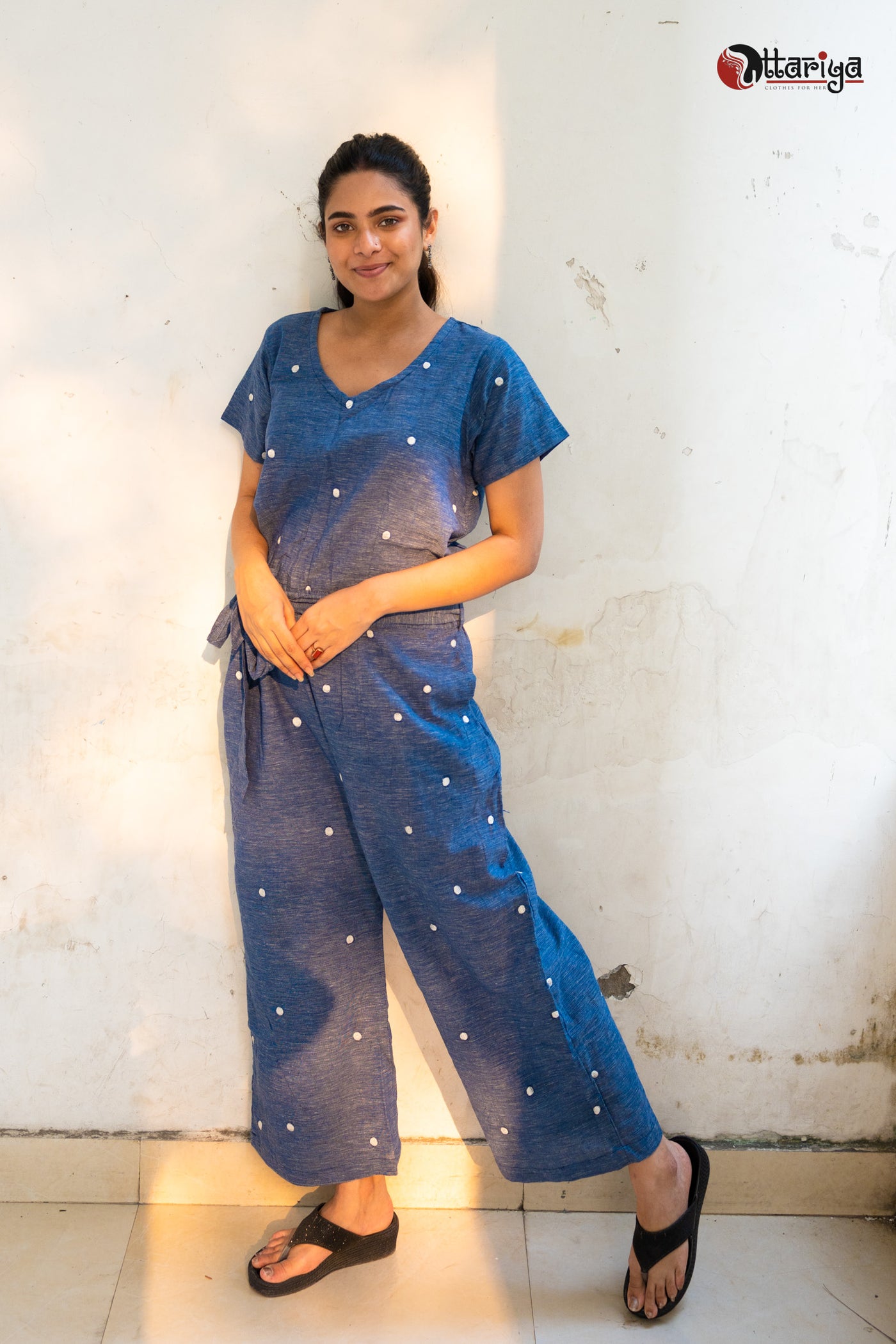 Cornflower Blue Whisper Handspun Cotton Jumpsuit - Uttariya