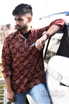 Ajrakh Sirts For Men - Uttariya