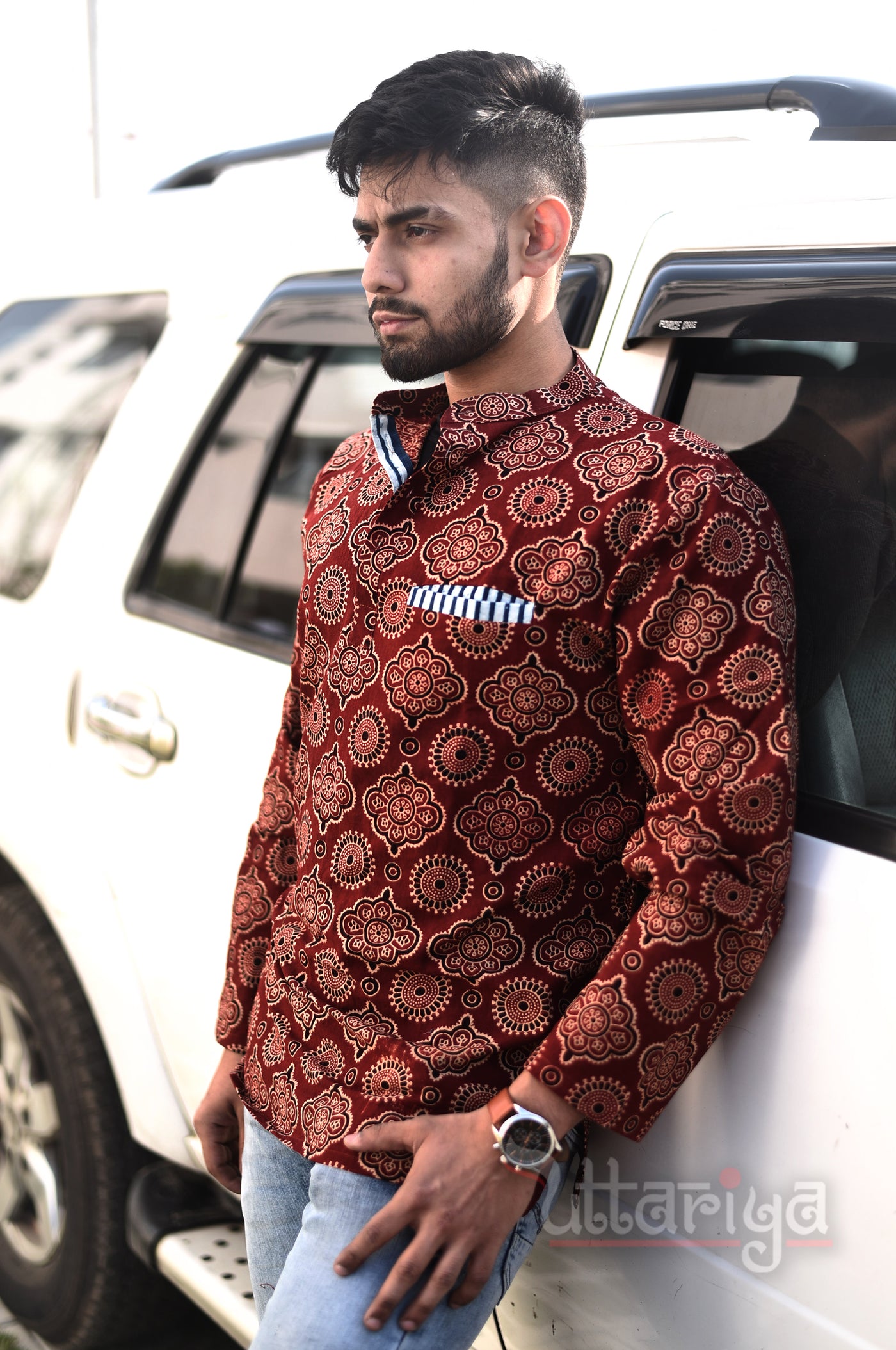 Ajrakh Sirts For Men - Uttariya