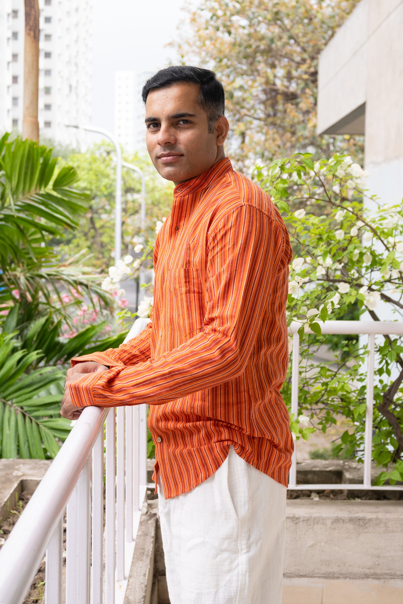Handcrafted cotton Orange Shirt - Uttariya
