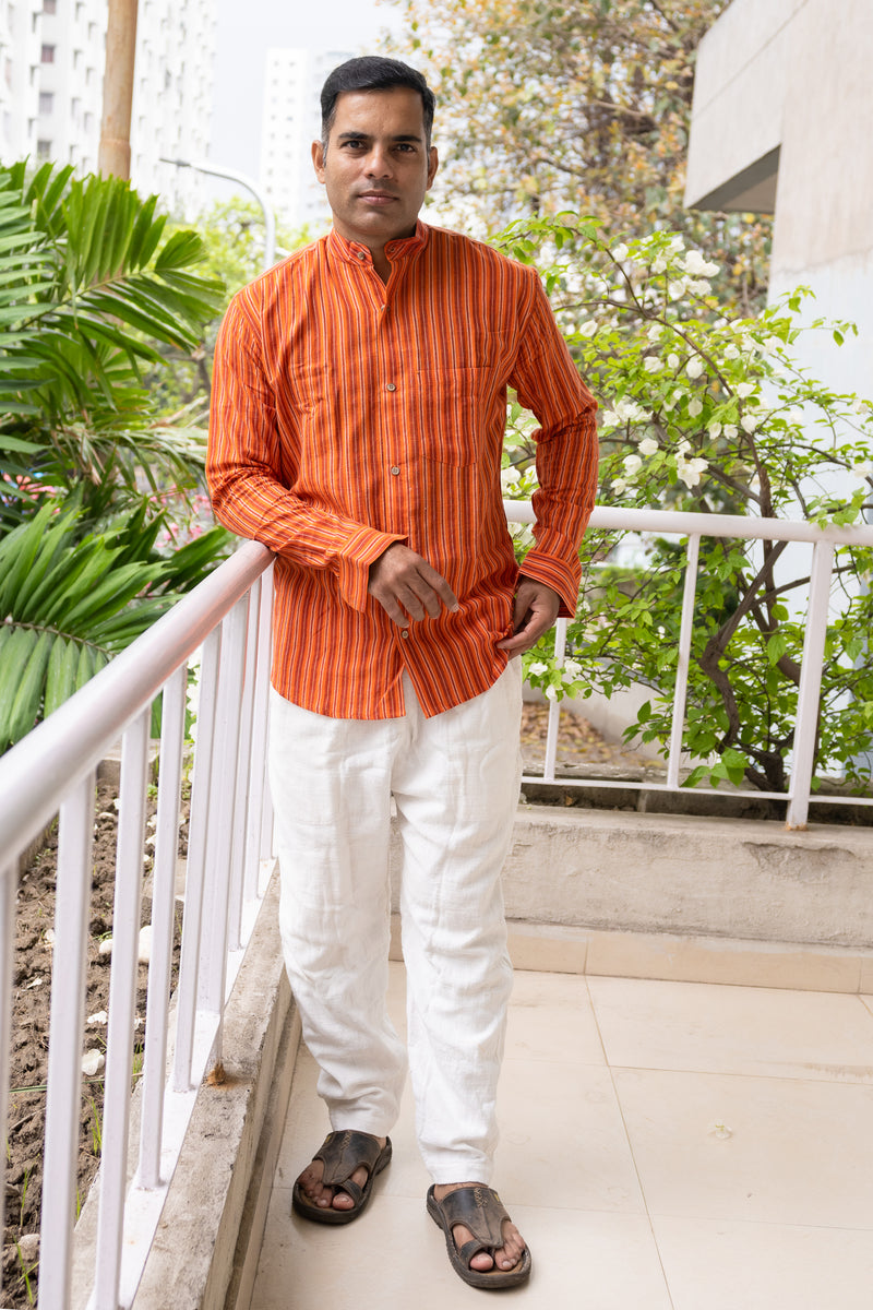 Handcrafted cotton Orange Shirt