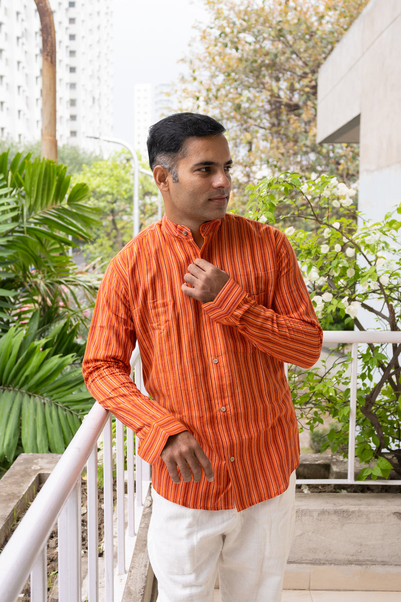 Handcrafted cotton Orange Shirt
