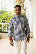 Handloom Black & white check shirt - Uttariya