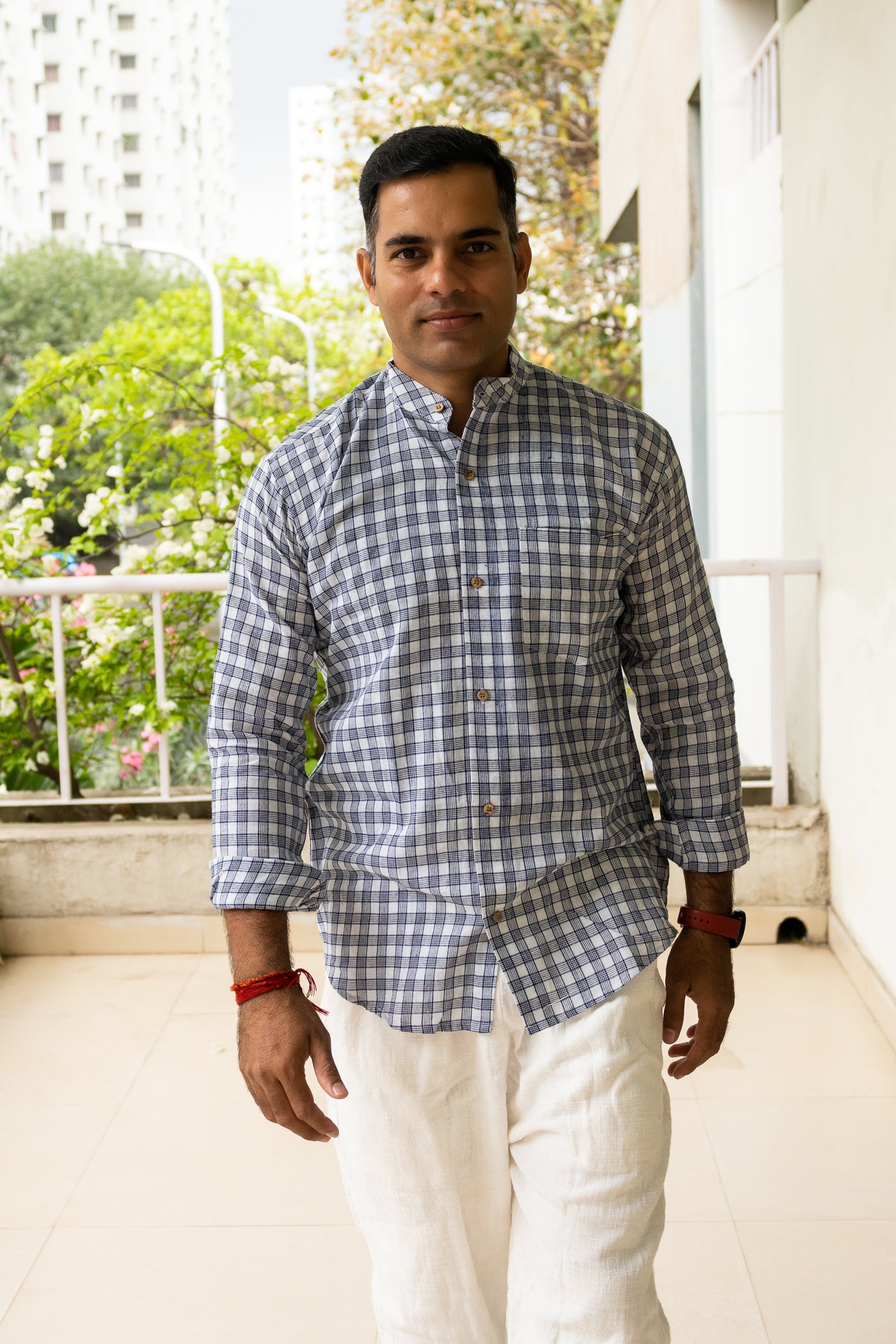 Handloom Black & white check shirt - Uttariya