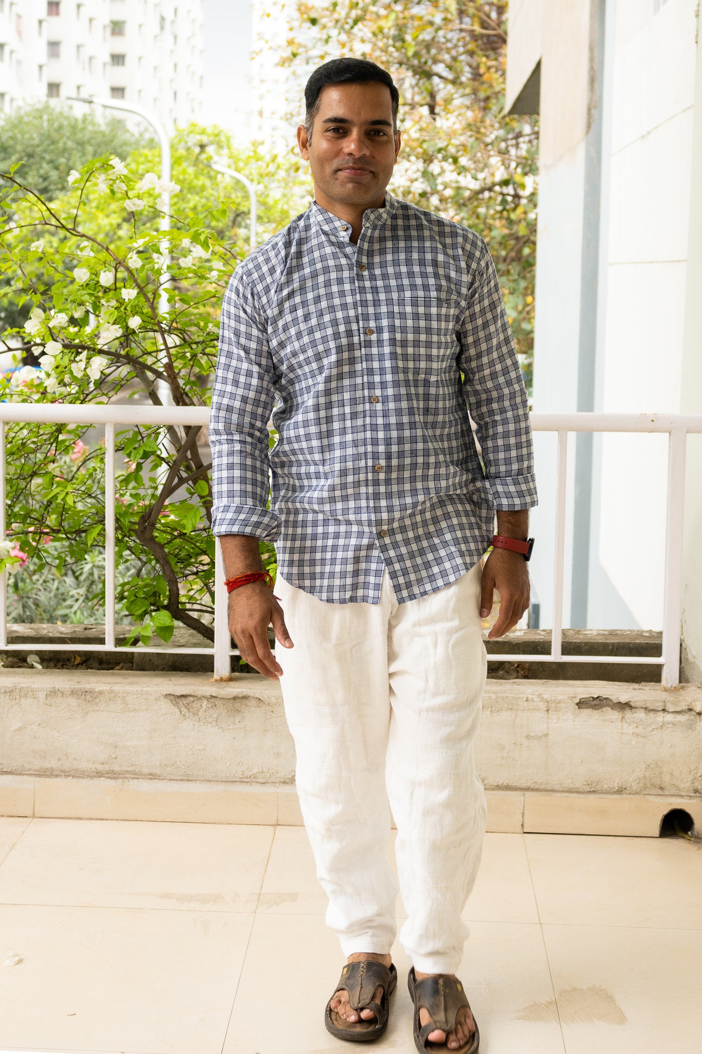 Handloom Black & white check shirt - Uttariya