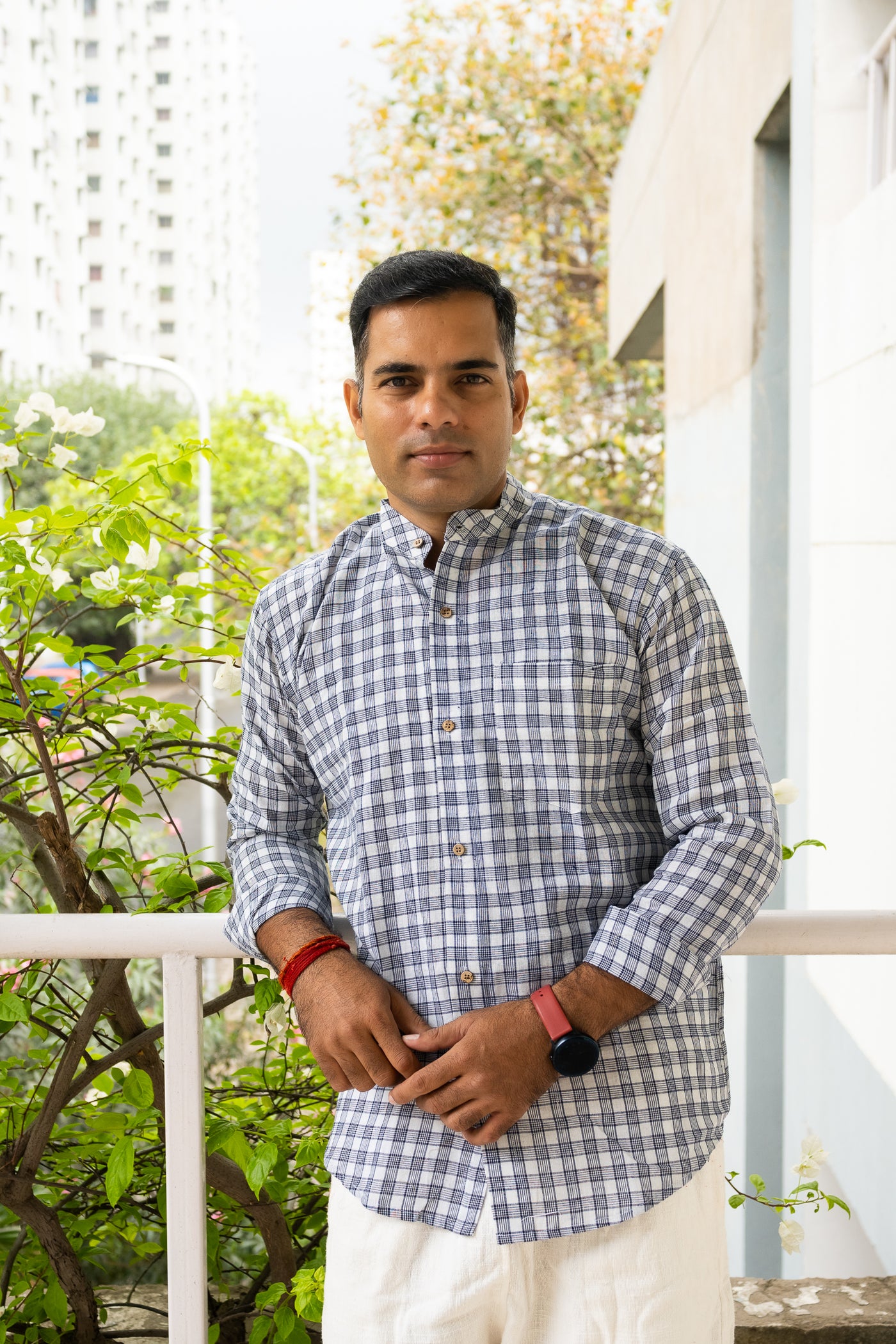 Handloom Black & white check shirt - Uttariya