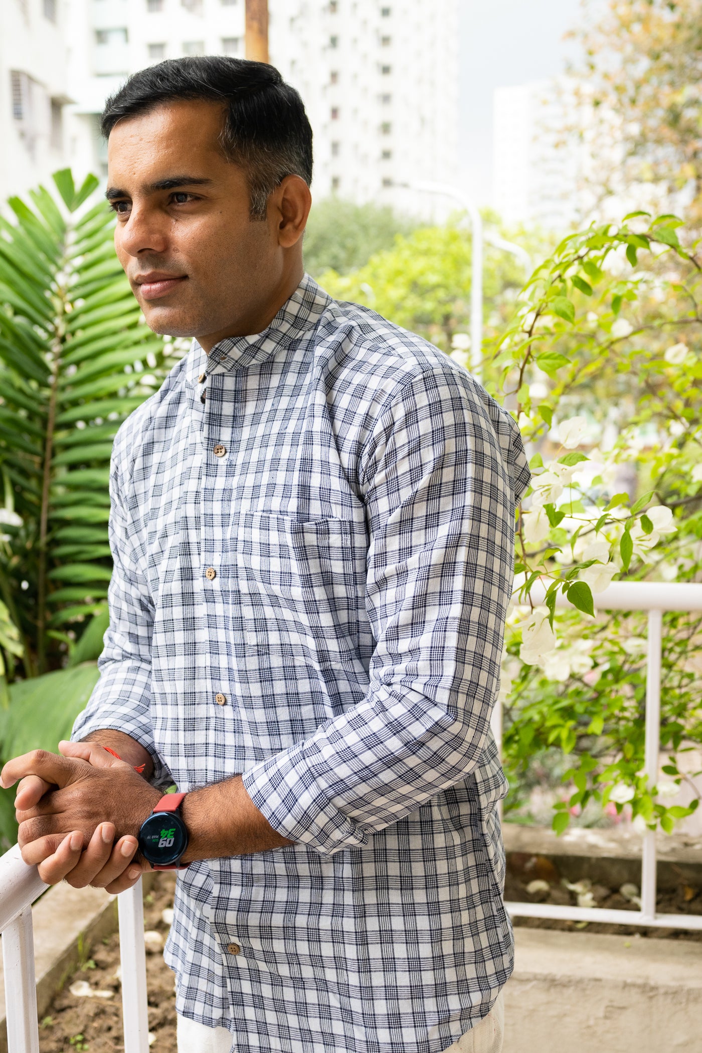 Handloom Black & white check shirt - Uttariya