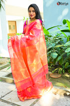 Maheswari SIlk Coral Saree - Uttariya