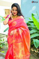 Maheswari SIlk Coral Saree - Uttariya