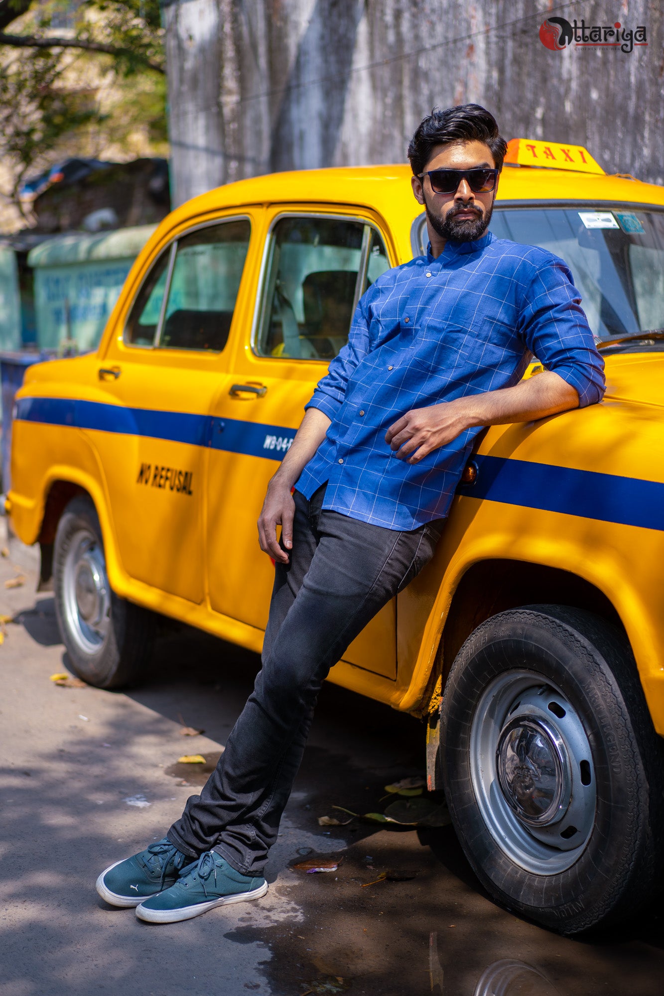 Blue Cotton Check Shirt - Uttariya
