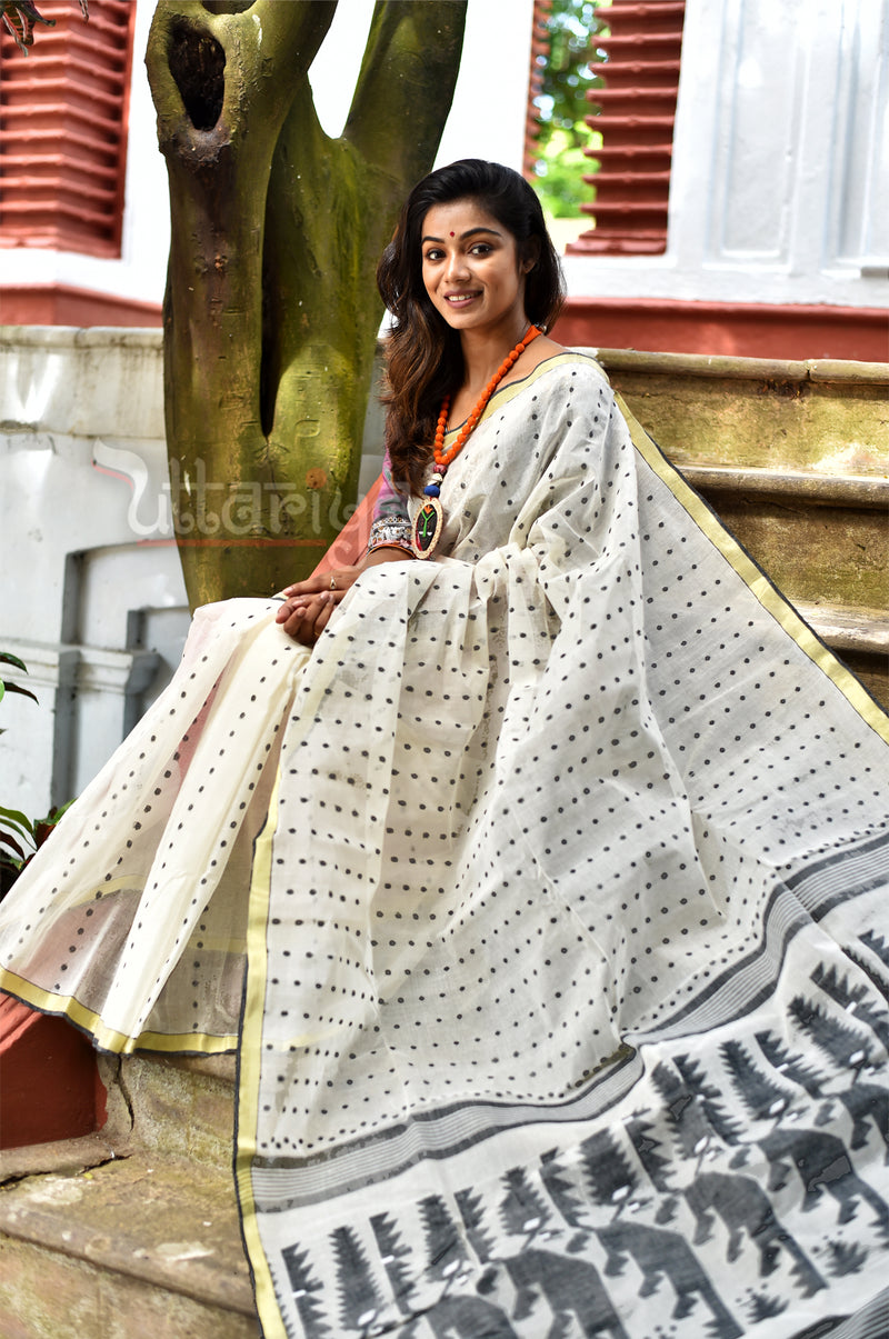 Hansini  Jamdani Saree - Uttariya