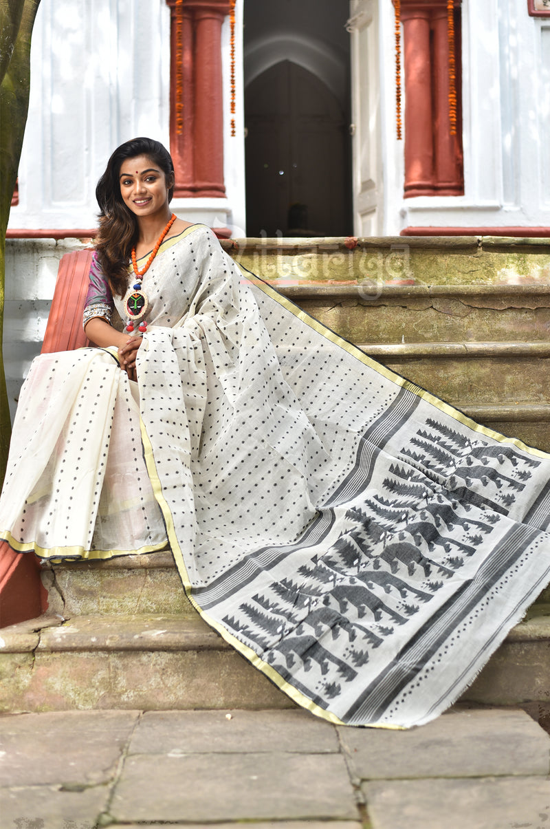 Hansini  Jamdani Saree - Uttariya