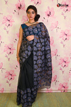 Black Gray Pitch Kathiwari Saree - Uttariya