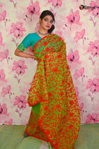 Green Leaf Kathiwari Saree - Uttariya