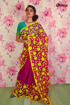 Maroon Kathiwari Saree - Uttariya