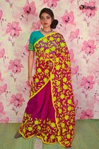Maroon Kathiwari Saree - Uttariya