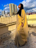 White gold Makhmal Saree - Uttariya