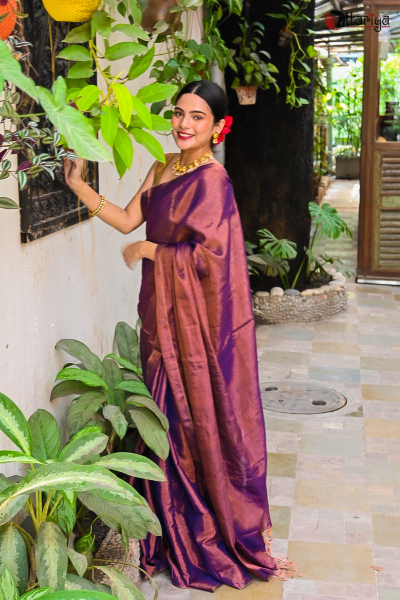 Wine Mulberry Saree