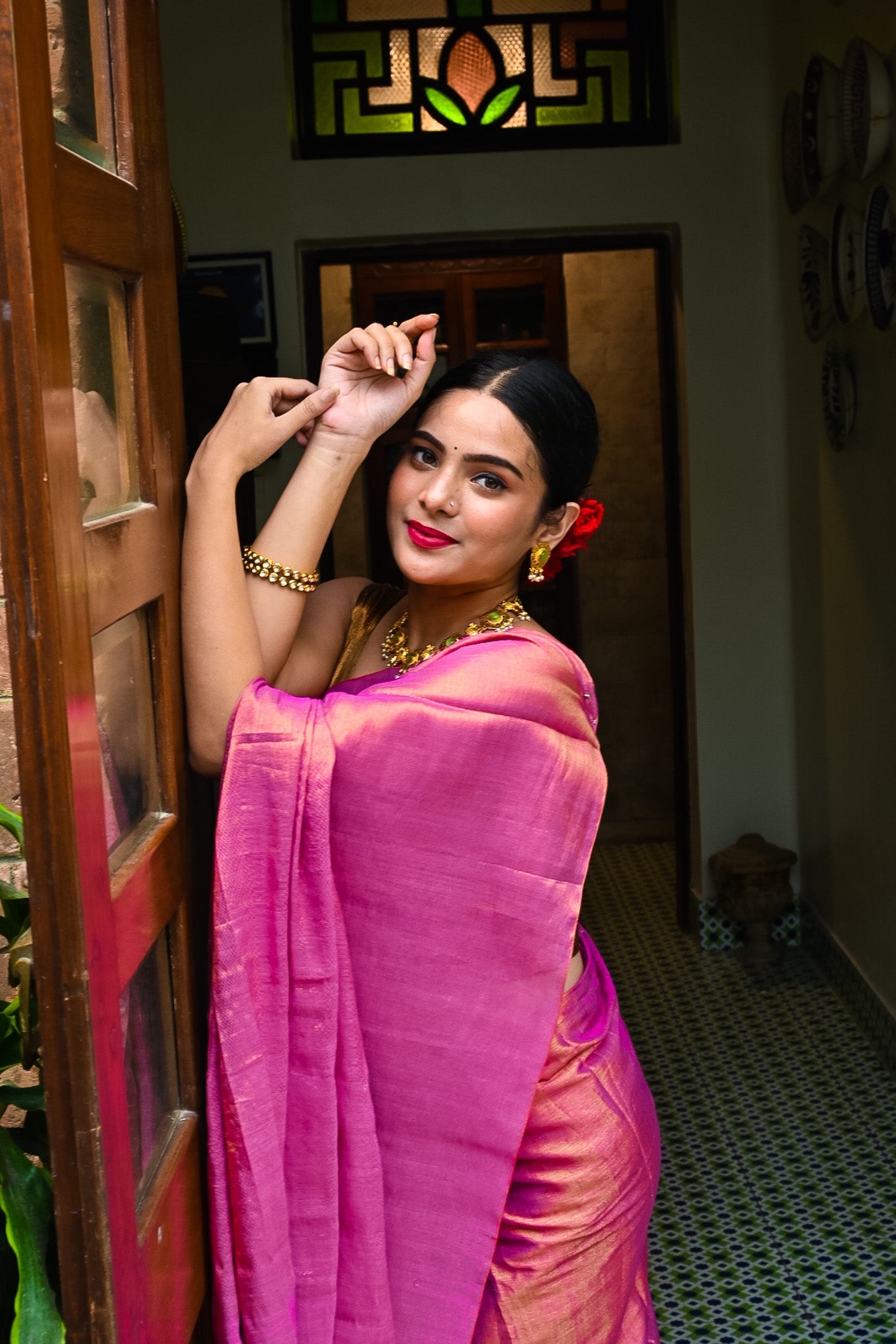 Piyaji Makhmal Saree - Uttariya