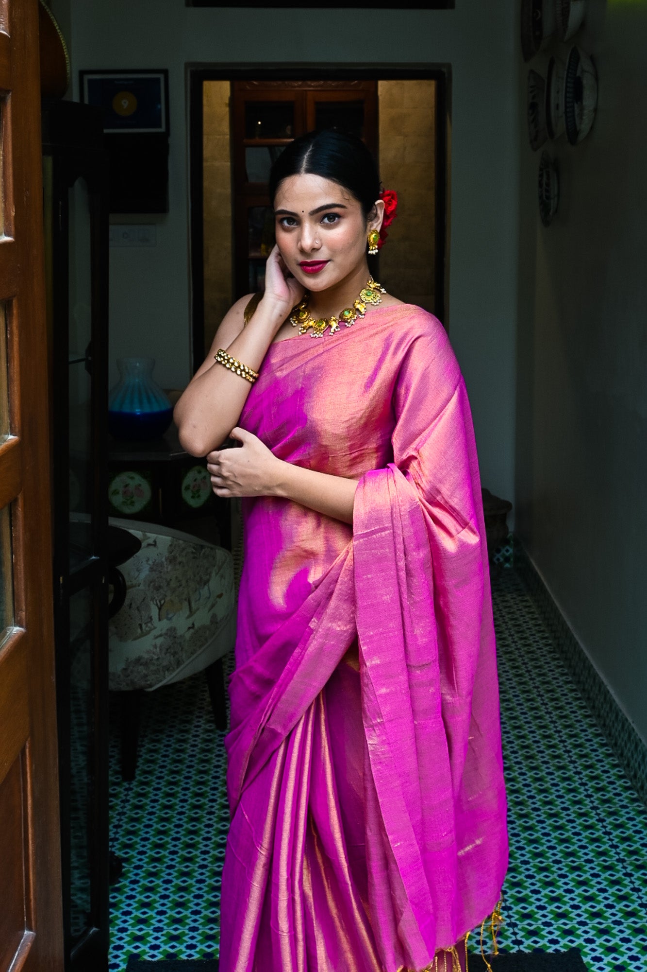 Piyaji Makhmal Saree - Uttariya