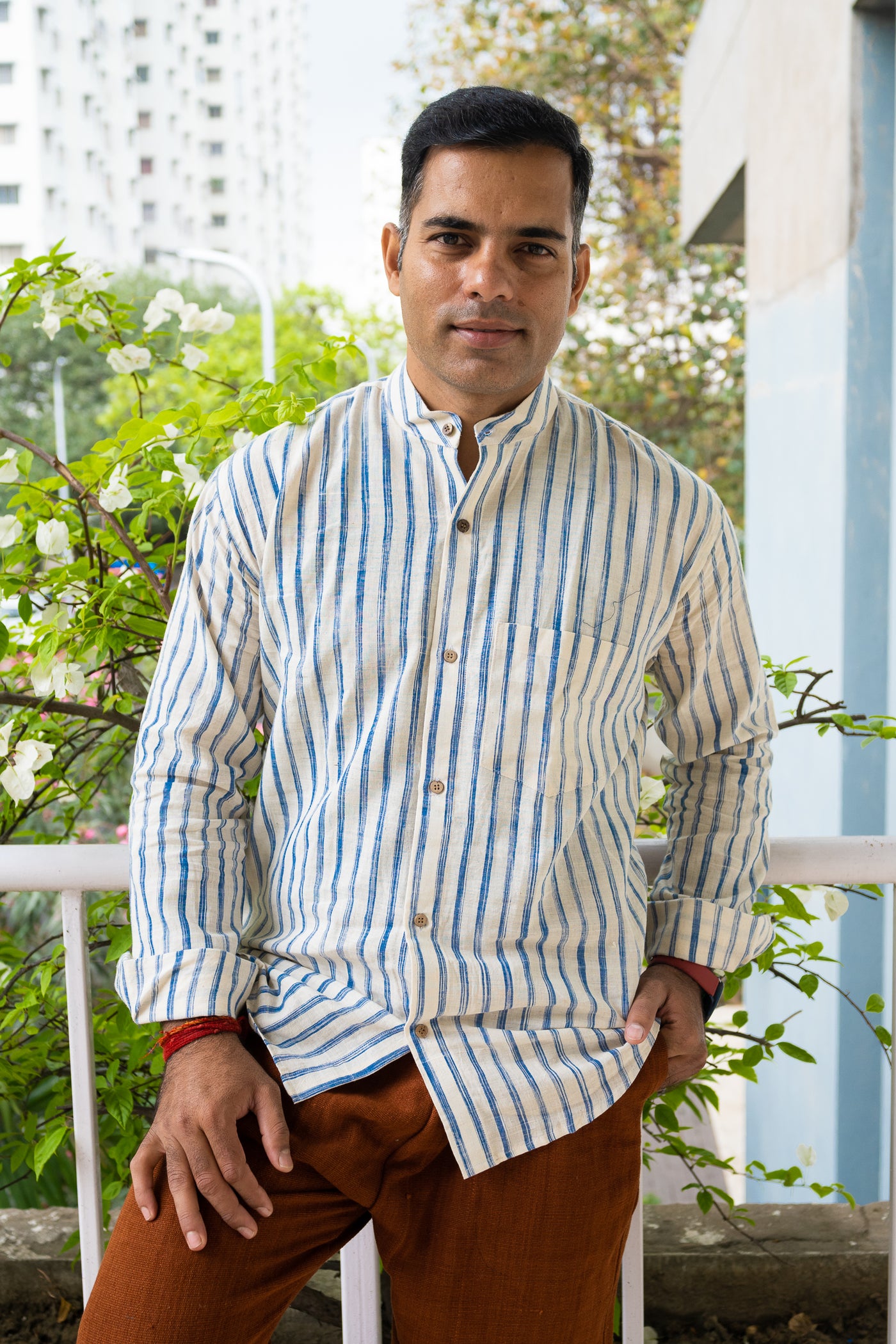 Handloom Black & white check shirt - Uttariya