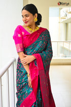 Green Rajsahi Silk Saree - Uttariya