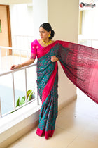 Green Rajsahi Silk Saree - Uttariya