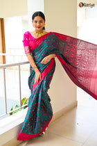 Green Rajsahi Silk Saree - Uttariya