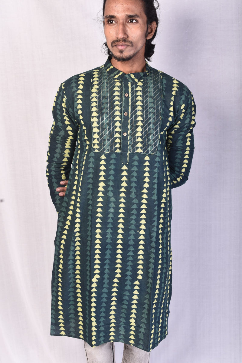 Forest Green Long Kurta - Uttariya