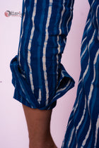 Handloom Cotton Indigo Kurta - Uttariya