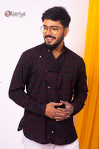 Black Handloom Cotton shirt - Uttariya