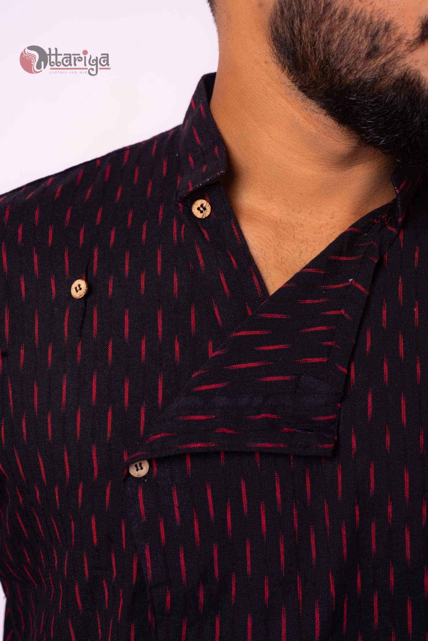 Black Handloom Cotton shirt - Uttariya