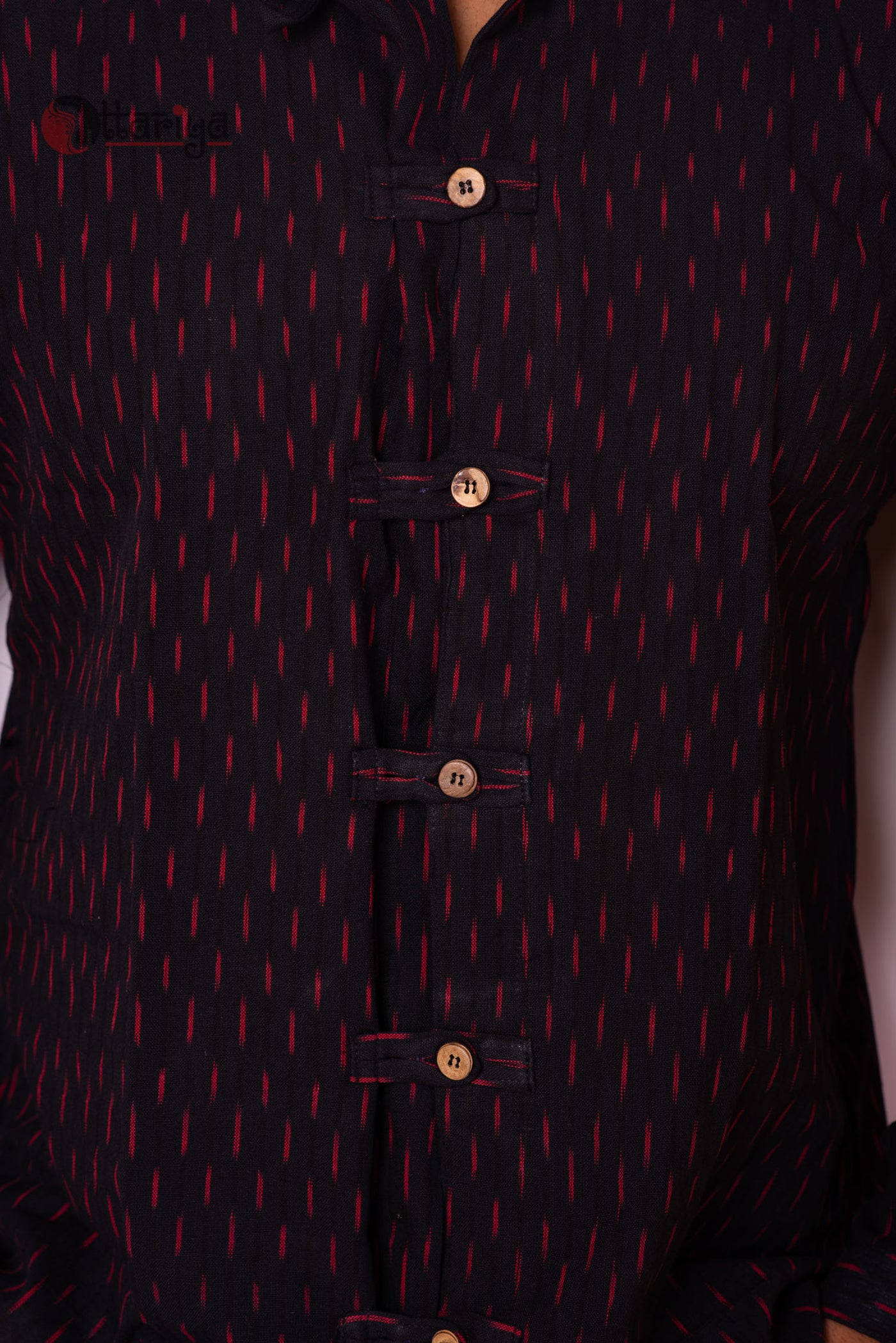 Black ikkat shirt - Uttariya