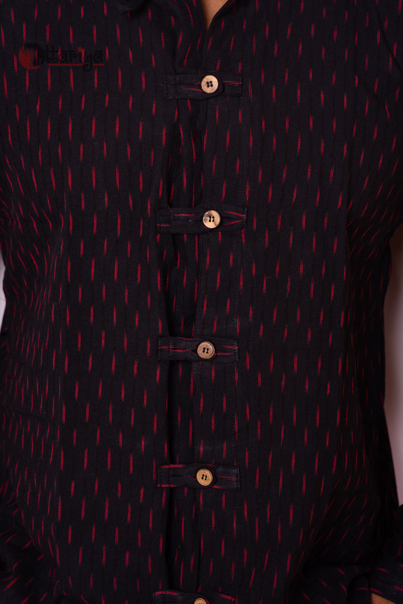 Black ikkat shirt - Uttariya