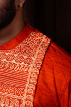 Orange Designer Kurta - Uttariya