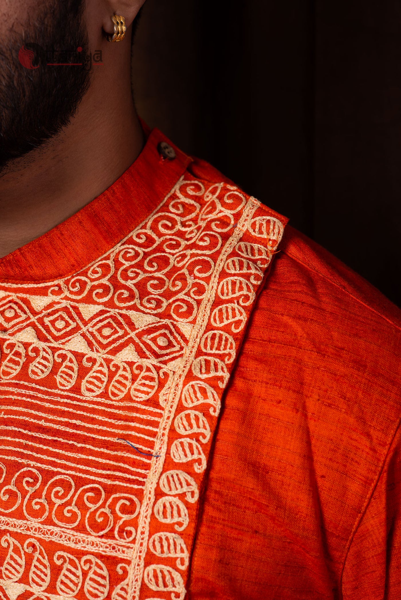Orange Designer Kurta - Uttariya
