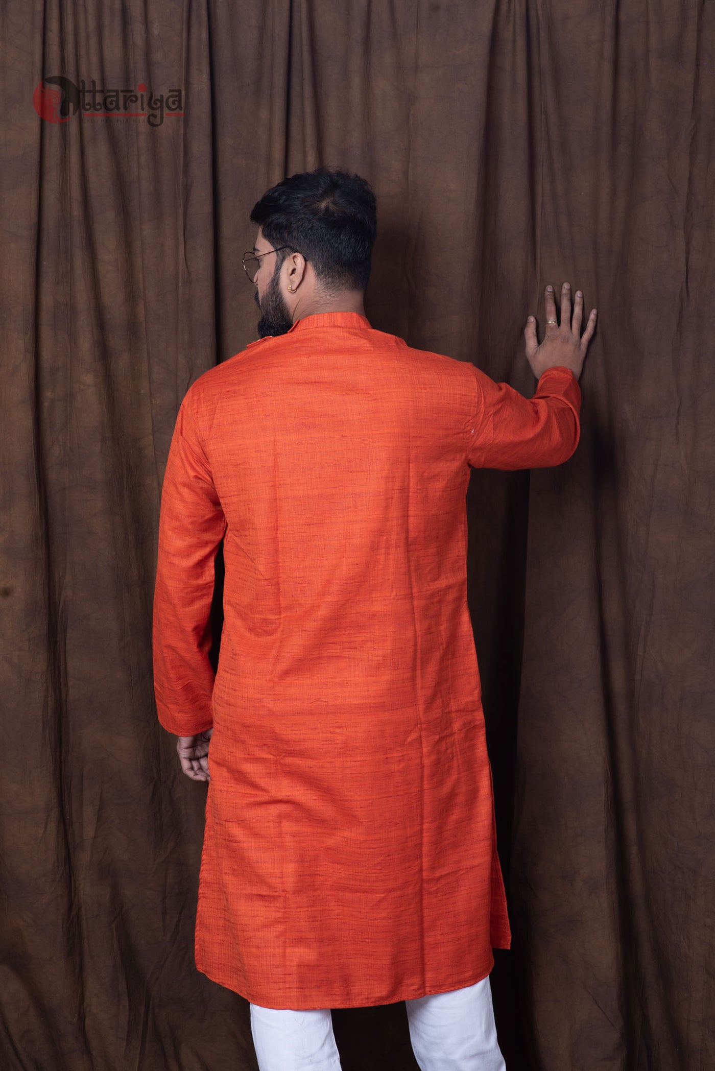 Orange Designer Kurta - Uttariya