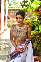 Chickoo Boat Neck Silk Blouse