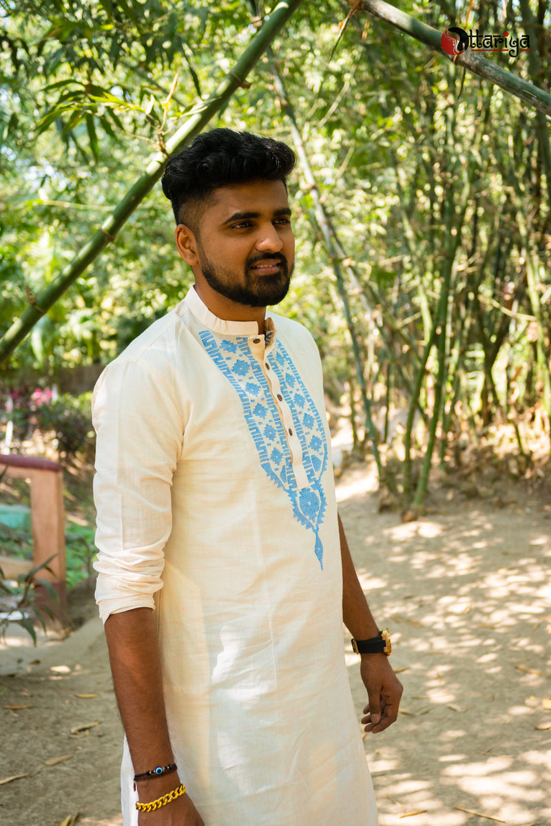 Hand Jamdani Khadi Long Kurta