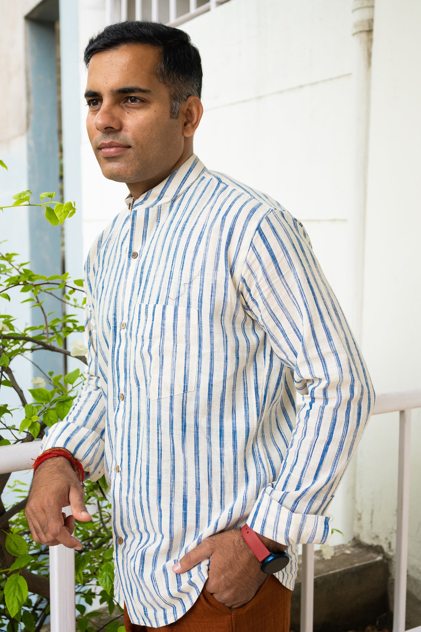 Summer Cool Weekend Blue stripe shirt - Uttariya
