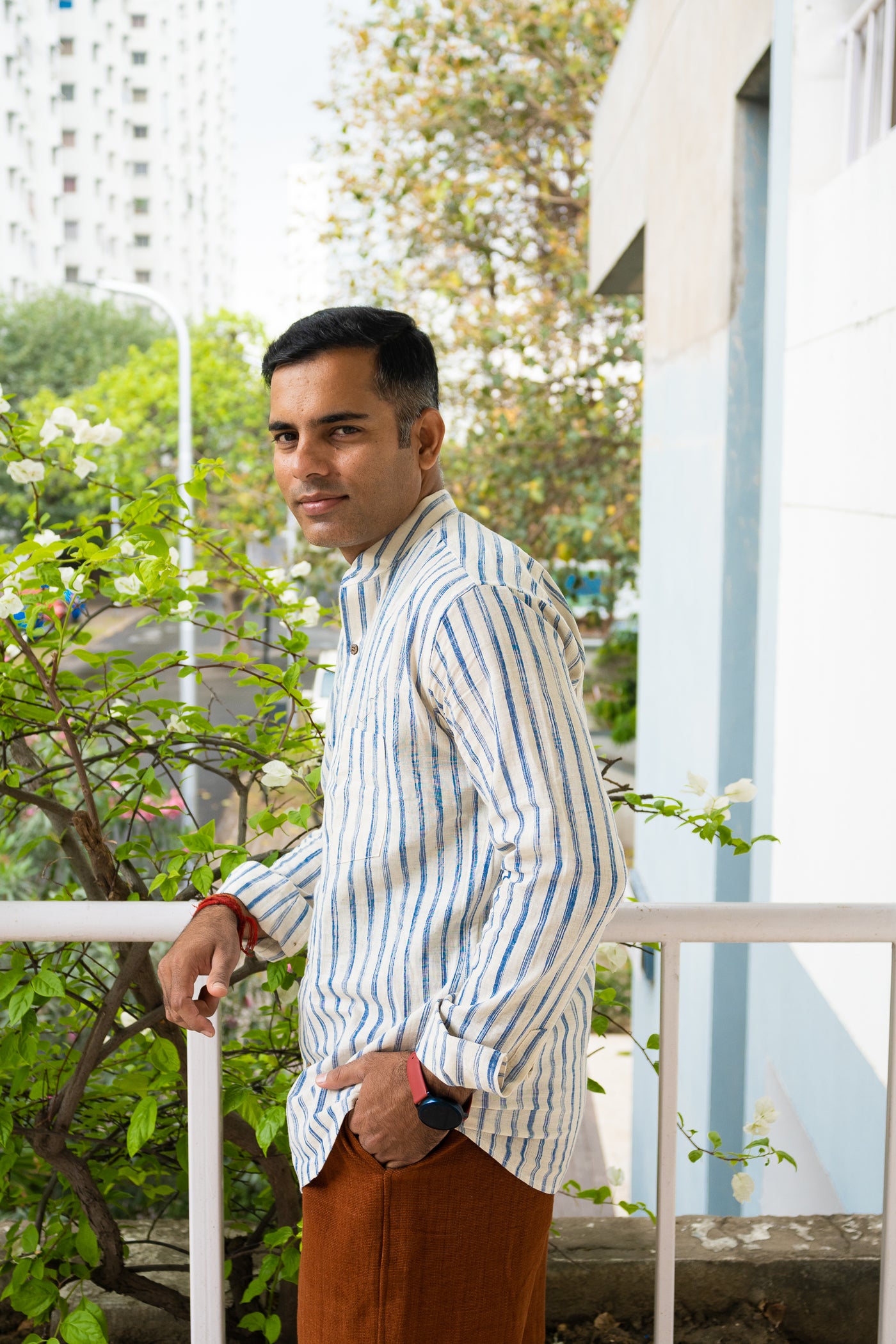 Summer Cool Weekend Blue stripe shirt - Uttariya