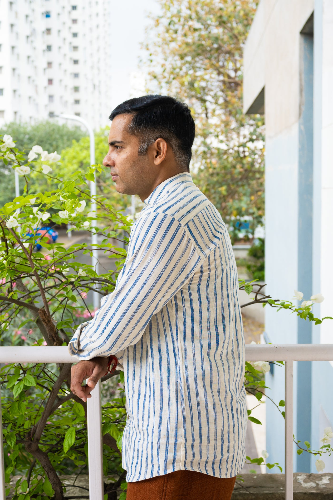 Summer Cool Weekend Blue stripe shirt - Uttariya