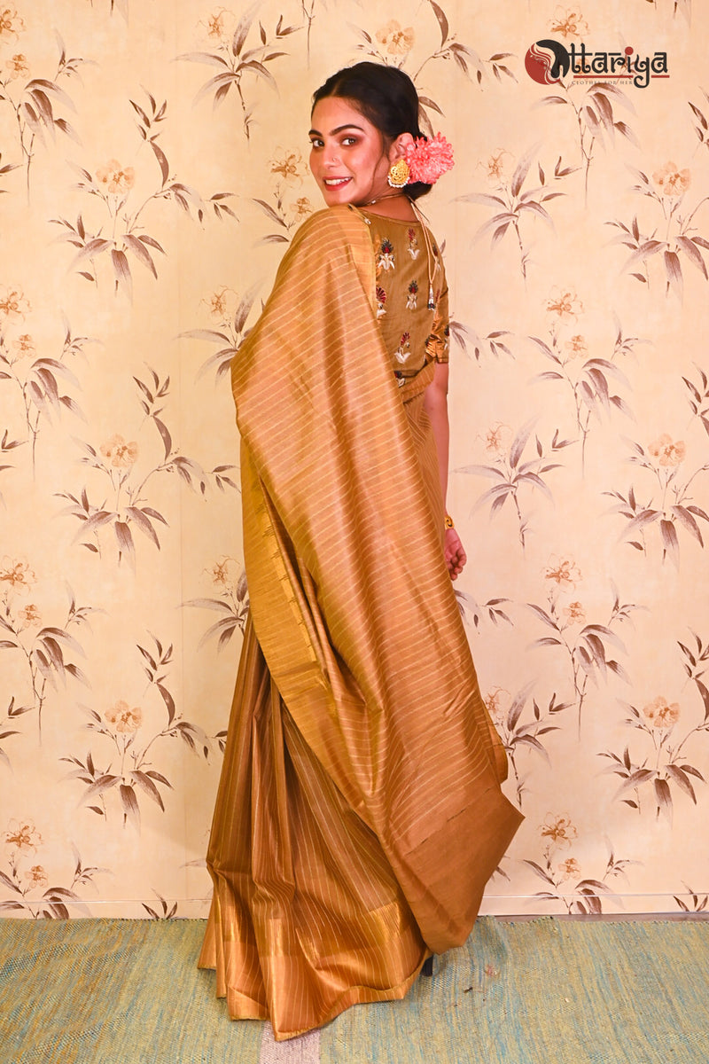 Golden TAsar Handloom Silk Saree