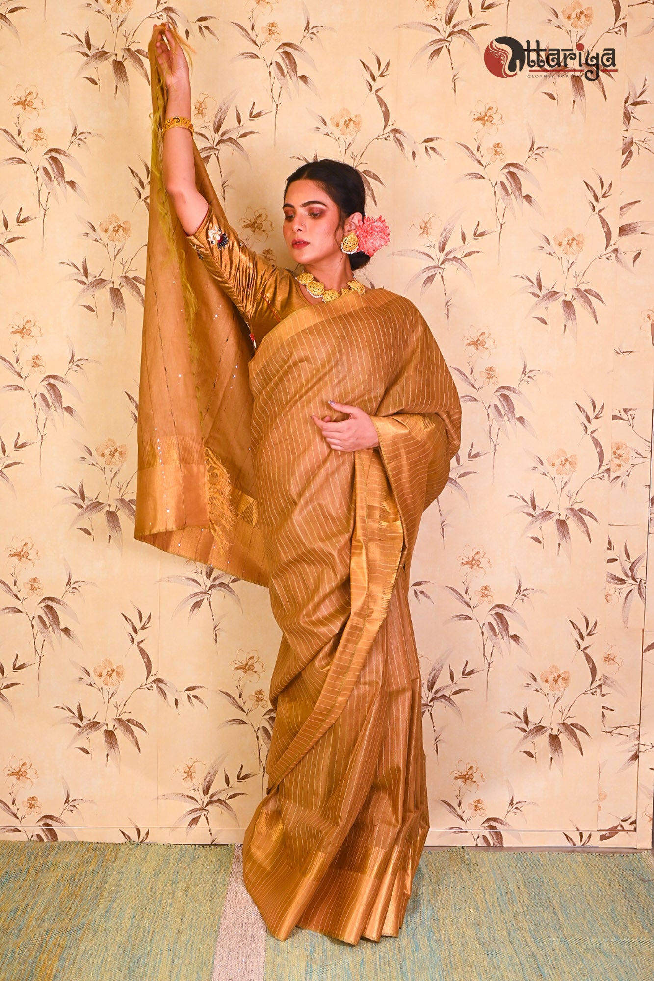 Golden TAsar Handloom Silk Saree