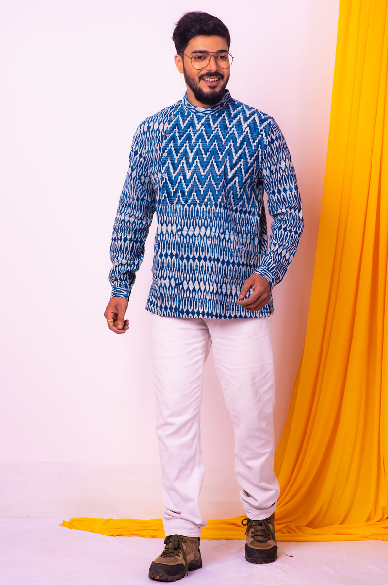 Handloom Cotton Indigo Shirt - Uttariya