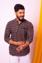 Black Ajrakh Shirt - Uttariya