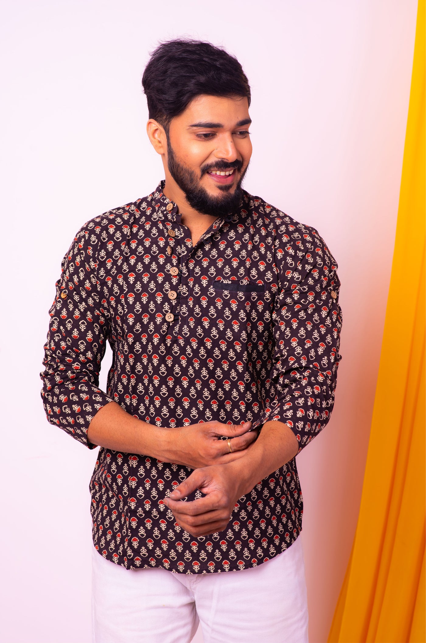 Black Ajrakh Shirt - Uttariya