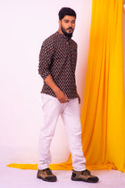 Black Ajrakh Shirt - Uttariya
