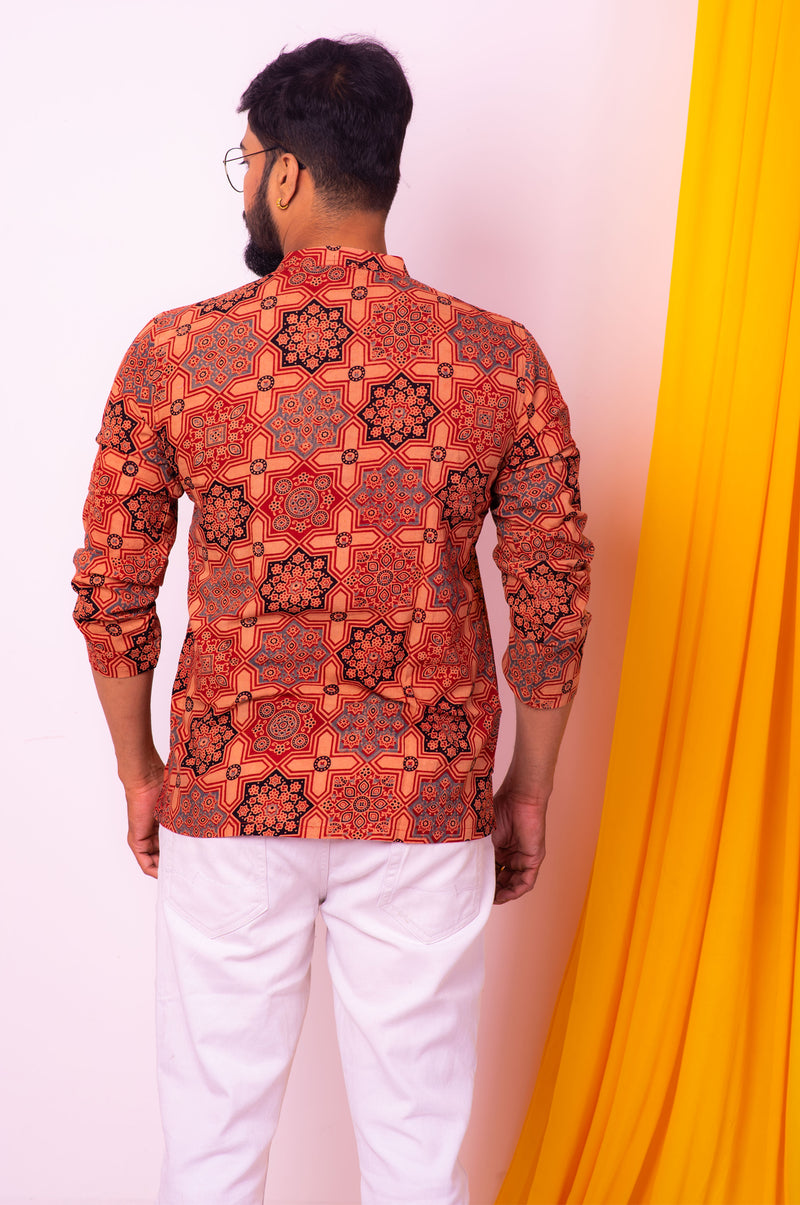 Choco Ajrakh Shirt - Uttariya